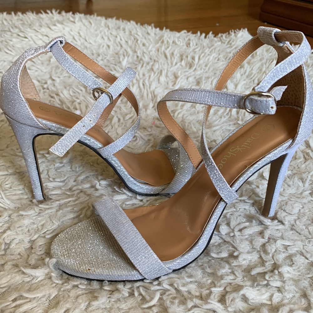 Silver sparkle heels